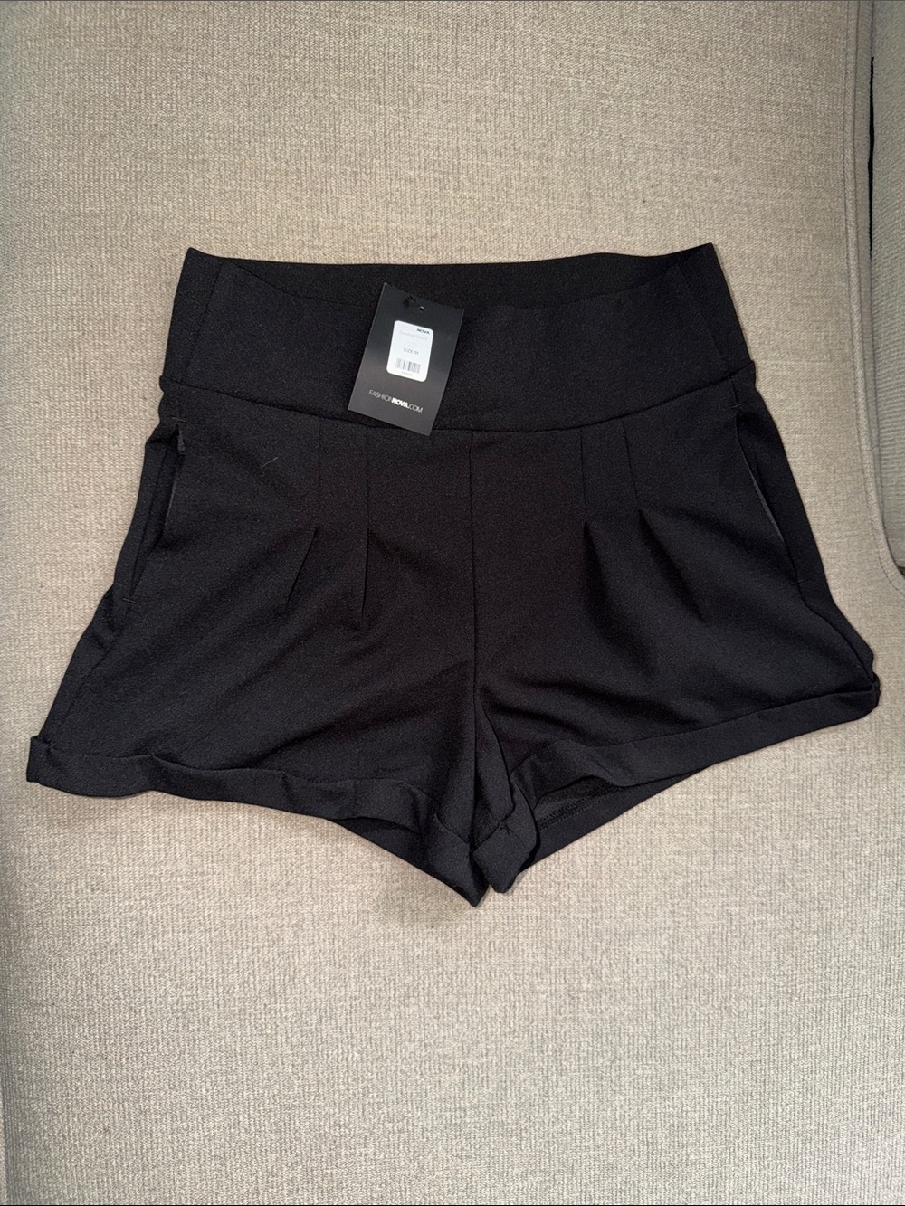 Fashion Nova Sasha Short Black High-Waist Pleated Dressy Shorts